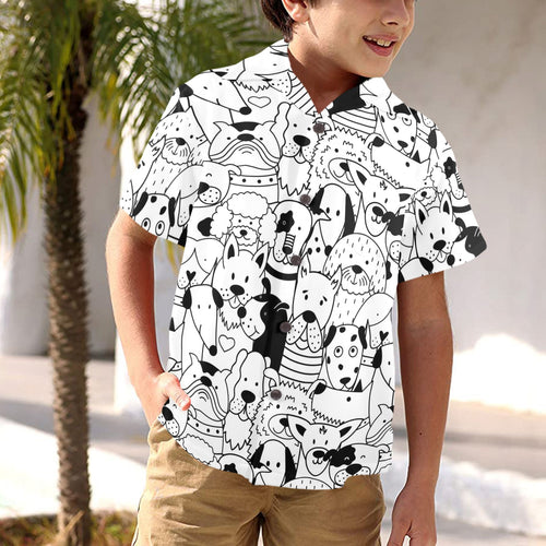 Black And White Dogs - Junior Kids Hawaiian Shirt