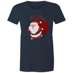 Santa, Ho Ho Holidays - Womens T-shirt Navy Womens Christmas T-shirt Christmas Printed In Australia