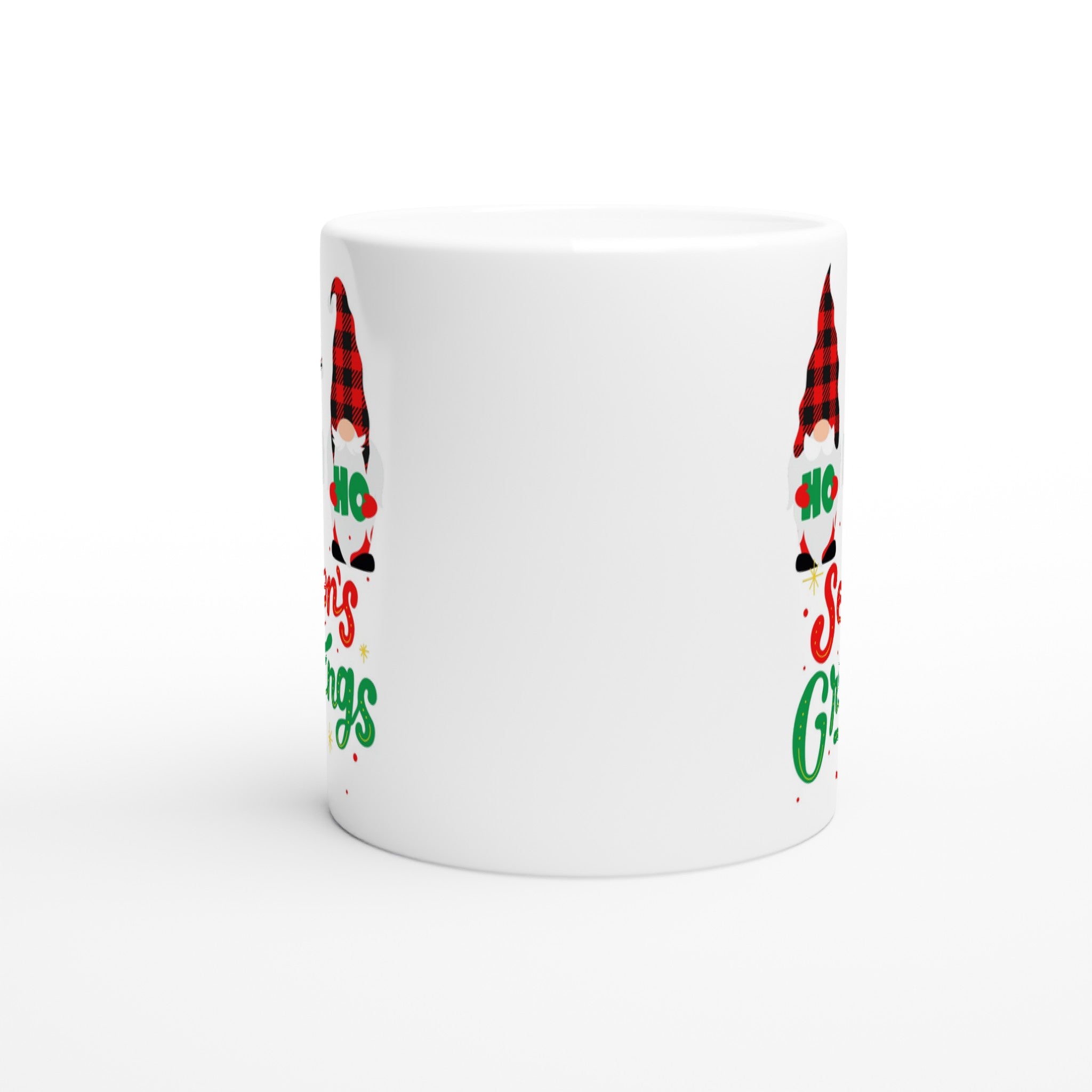 Christmas Gnome, Season's Greetings - White 11oz Ceramic Mug Christmas Mug Christmas Globally Fulfilled