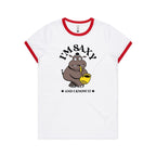 I'm Saxy And I Know It, Hippo Trumpet Player - Women's Ringer Tee White Red Womens Ringer T-shirt animal Music Printed In Australia