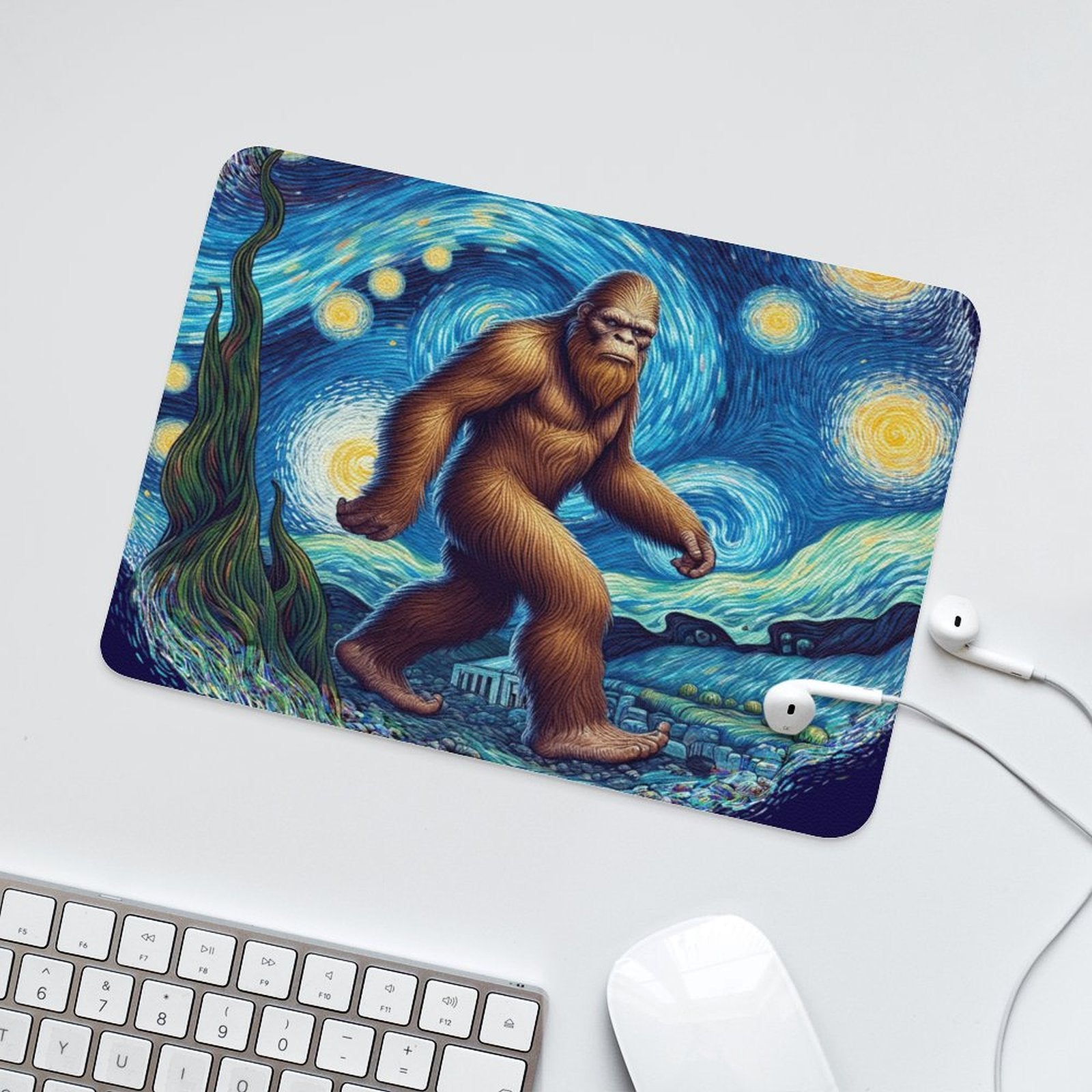 Big Foot Starry Night - Leather Mouse Pad Leather Mouse Pad Printed Offshore Sci Fi