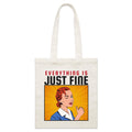 Everything Is Just Fine Parcel Canvas Tote Bag Default Title Small Tote Bag comic Printed In Australia