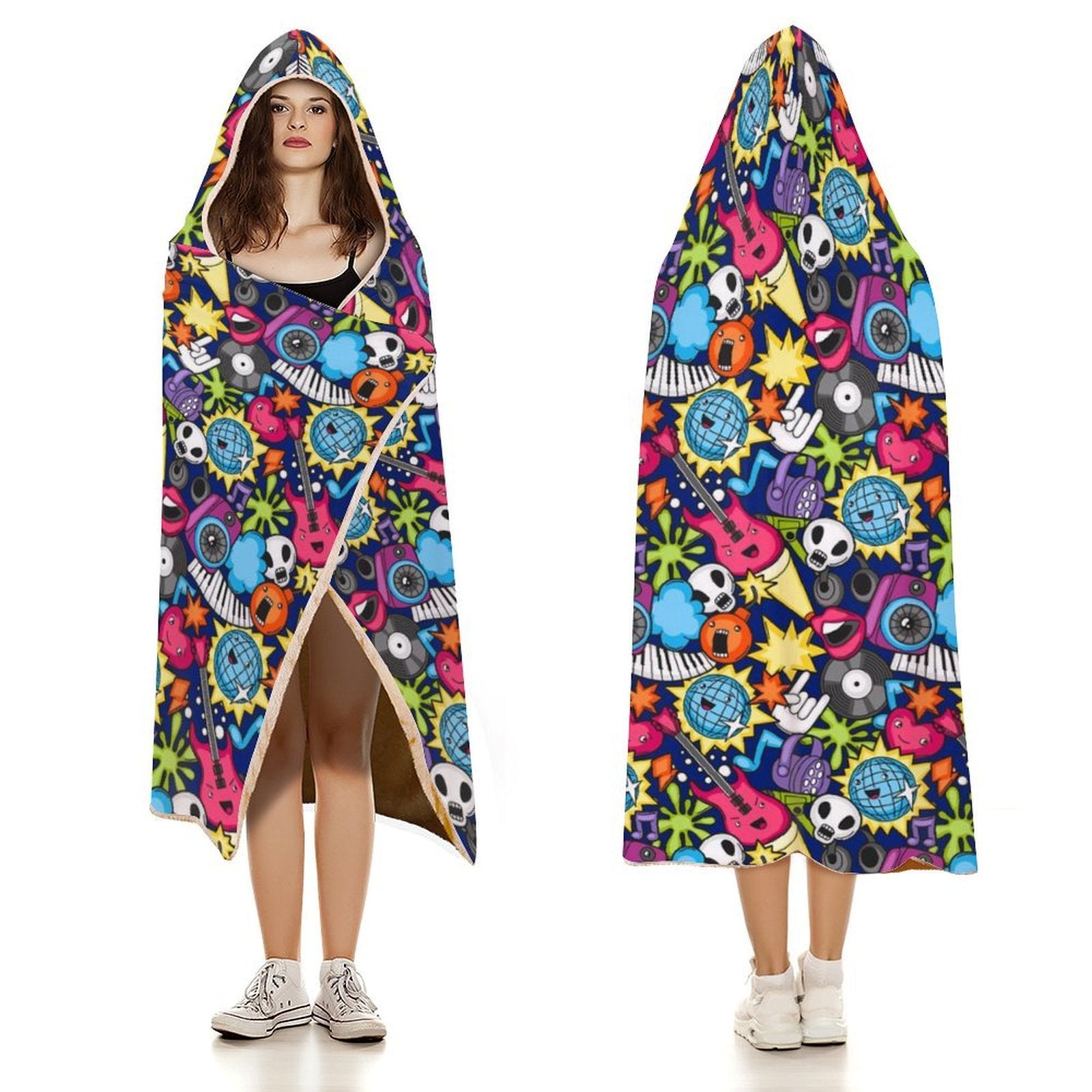 Sticker Music Kids Hooded Blanket 100cm x 130cm Kids Hooded Blanket Music Printed Offshore