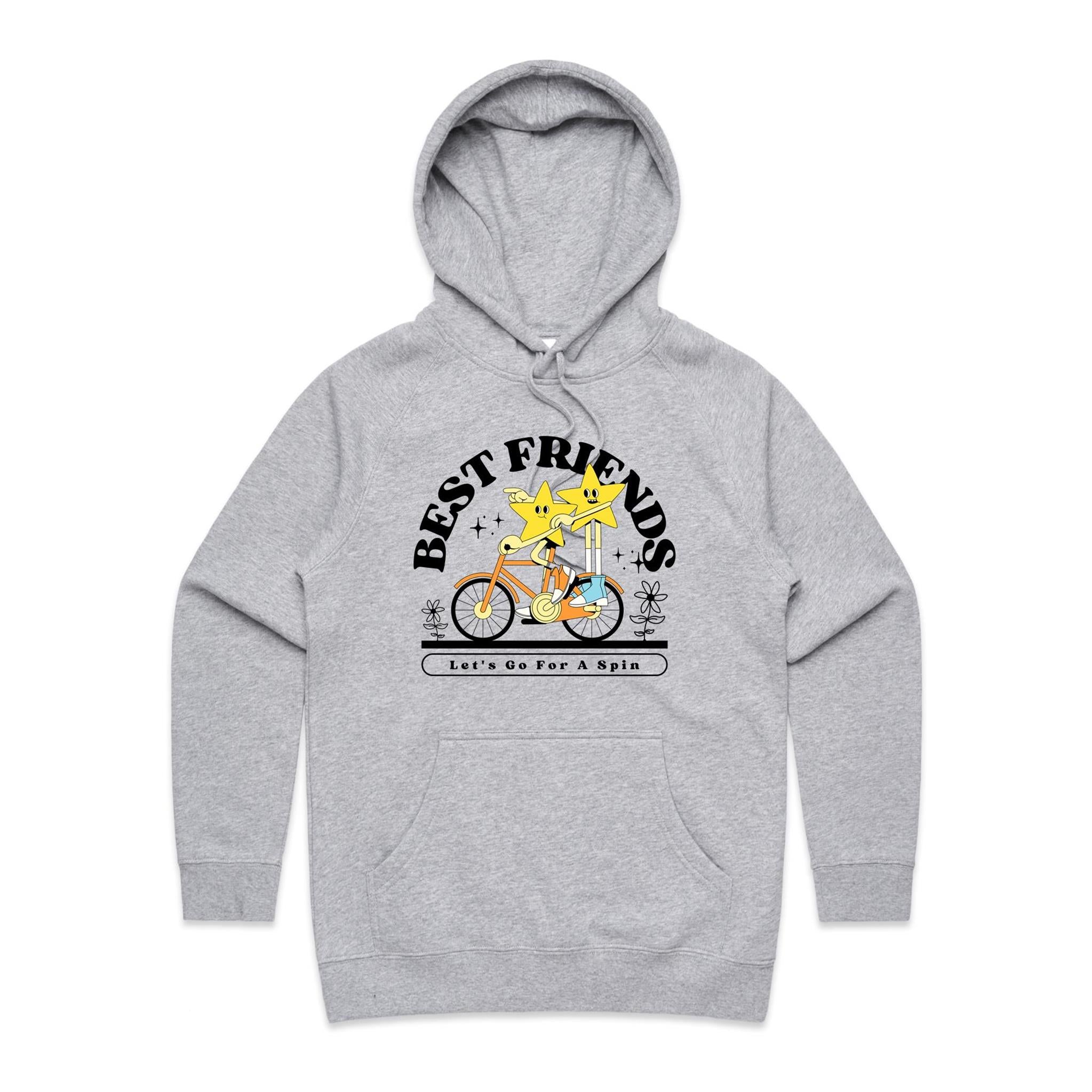 Best Friends - Womens Hoodie Grey Marle Womens Hoodie Printed In Australia