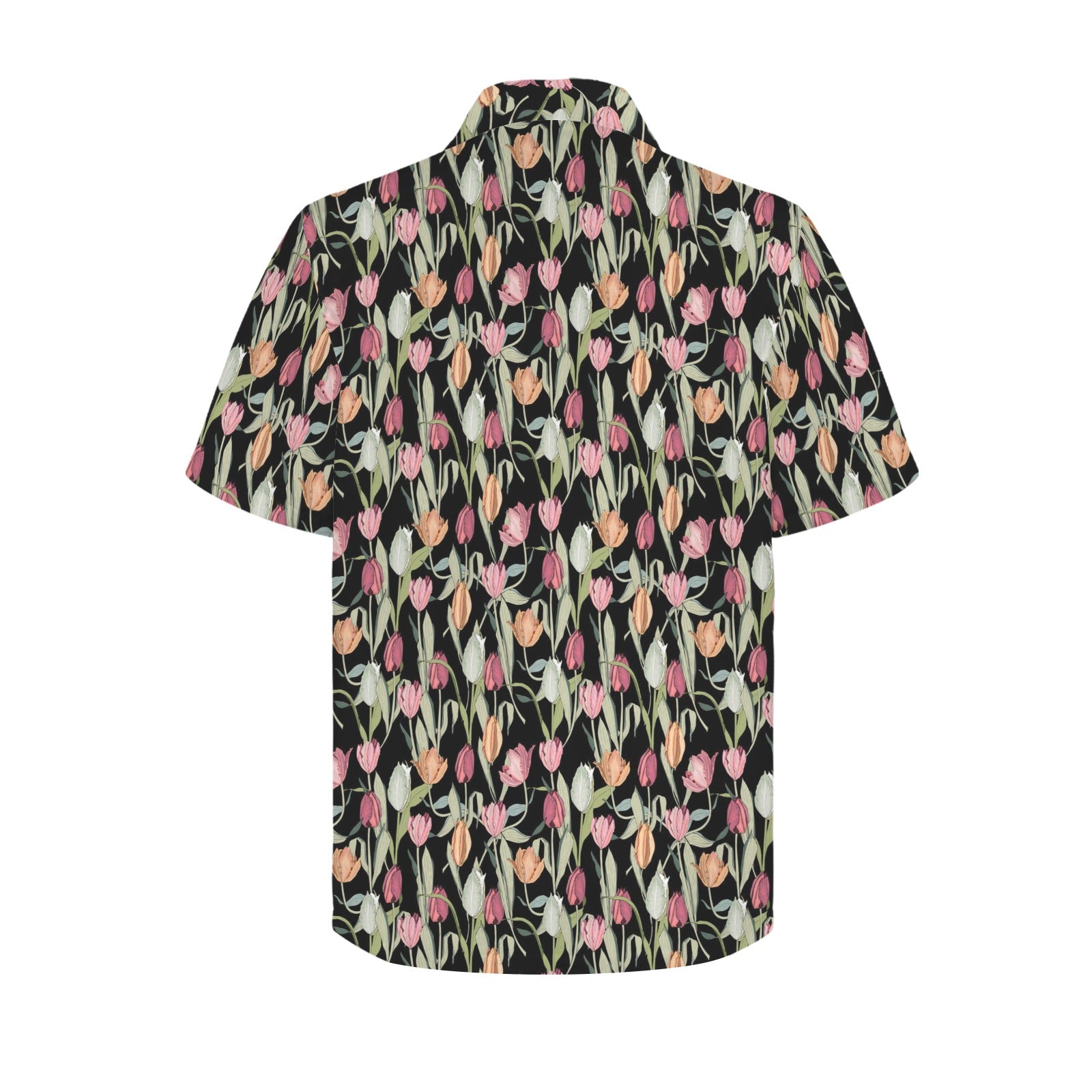 Tulips Men's Short Sleeve Hawaiian Shirt Men's Hawaiian Shirt (New) Plants Printed Offshore