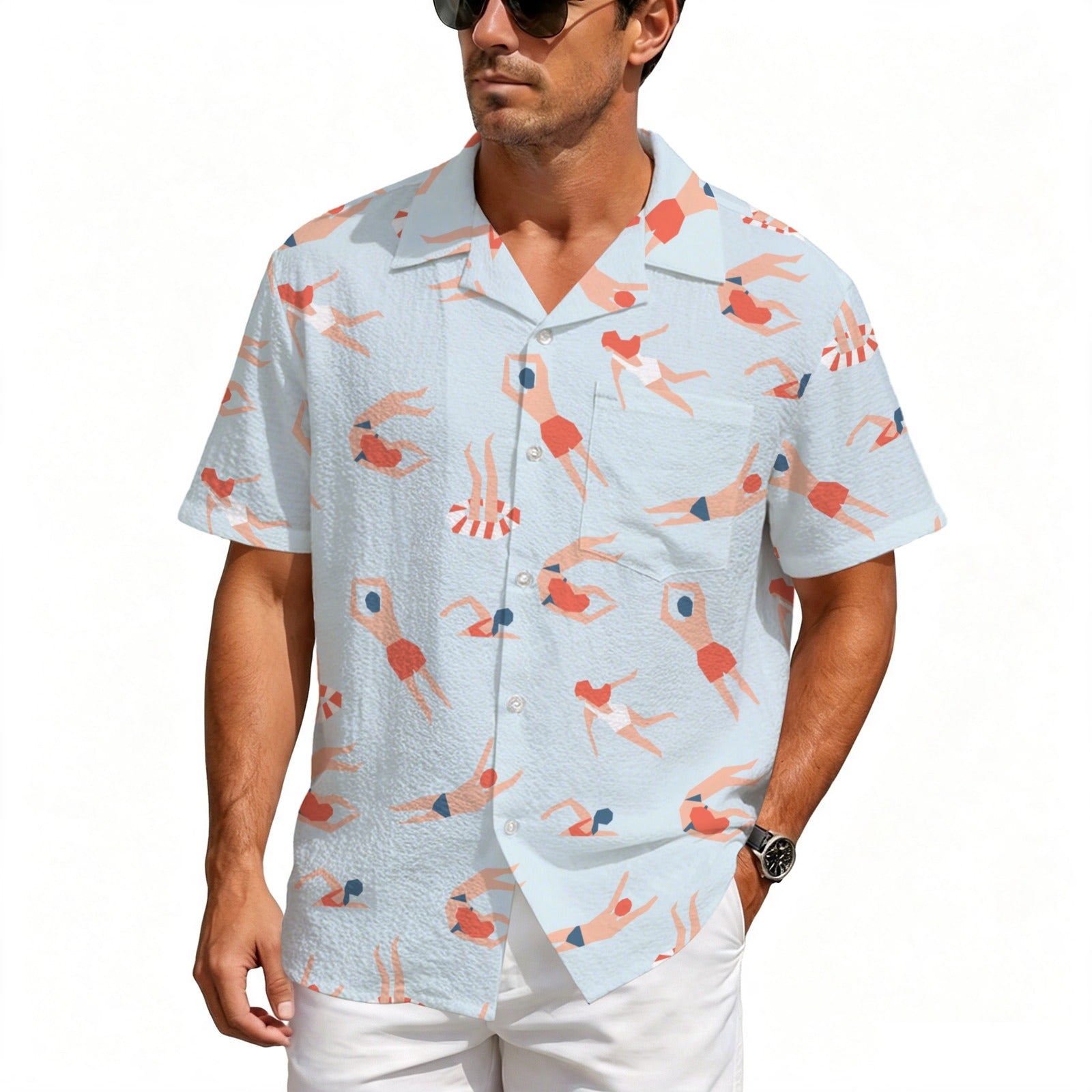 Summer Swim Men's Crinkle Hawaiian Shirt