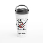 Personalised Cat Playing Guitar White 15oz Stainless Steel Travel Mug Default Title Personalised Travel Mug animal Globally Fulfilled Music