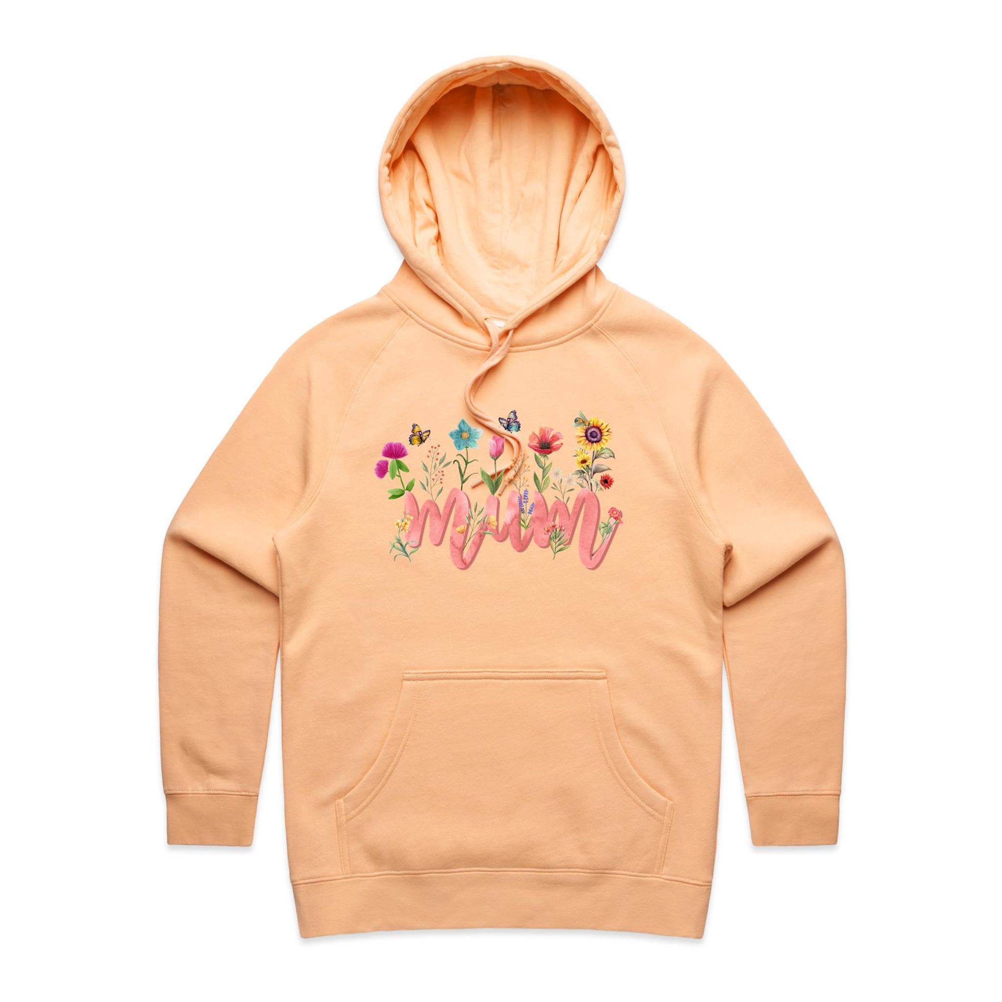 Mum, Flowers And Butterflies - Womens Hoodie