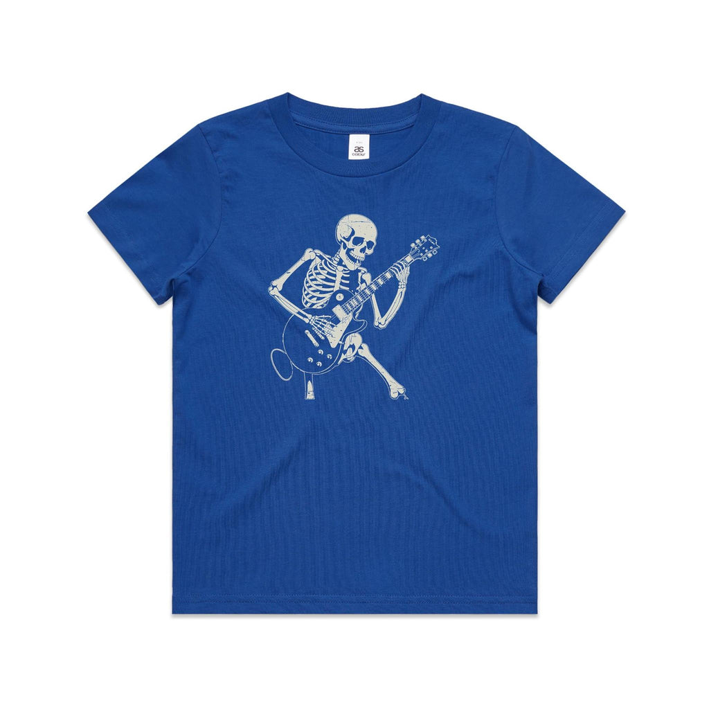Skeleton Playing Guitar Kid's AS Colour T-shirt Bright Royal Kids Youth T-shirt Music Printed In Australia