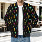Fun Lightning Men's Casual Zip‑Up Bomber Jacket