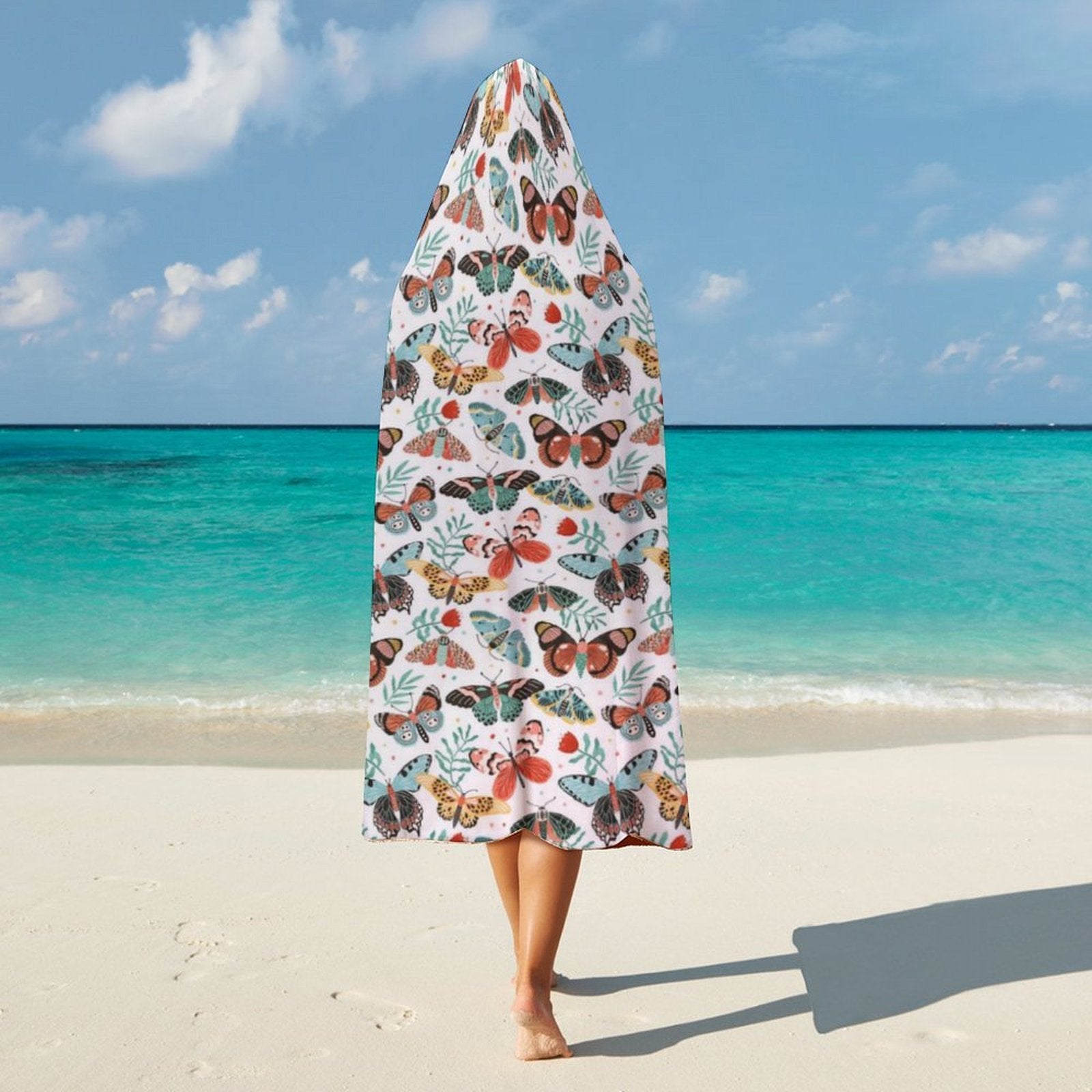 Pretty Moths And Butterflies Kids Hooded Blanket 100cm x 130cm