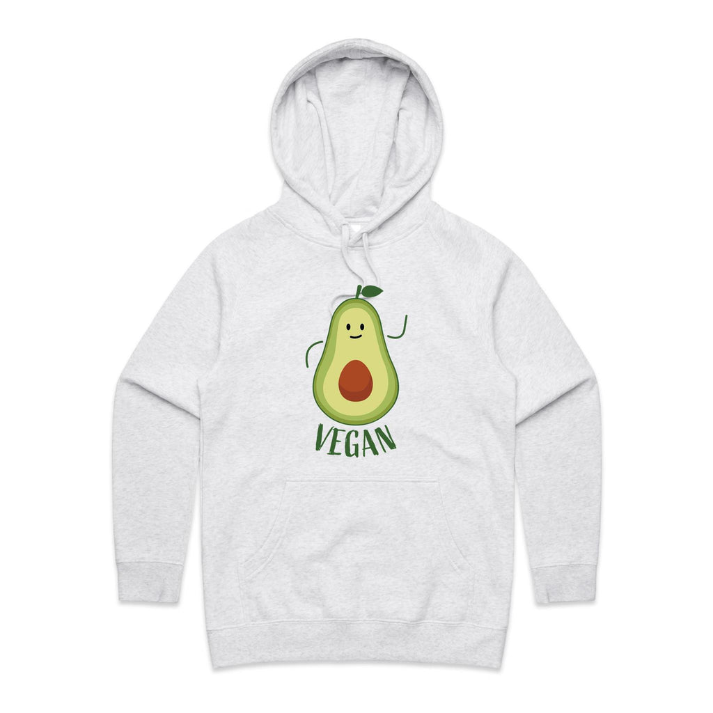 Vegan Avocado - Womens Hoodie White Marle Womens Hoodie Food Printed In Australia