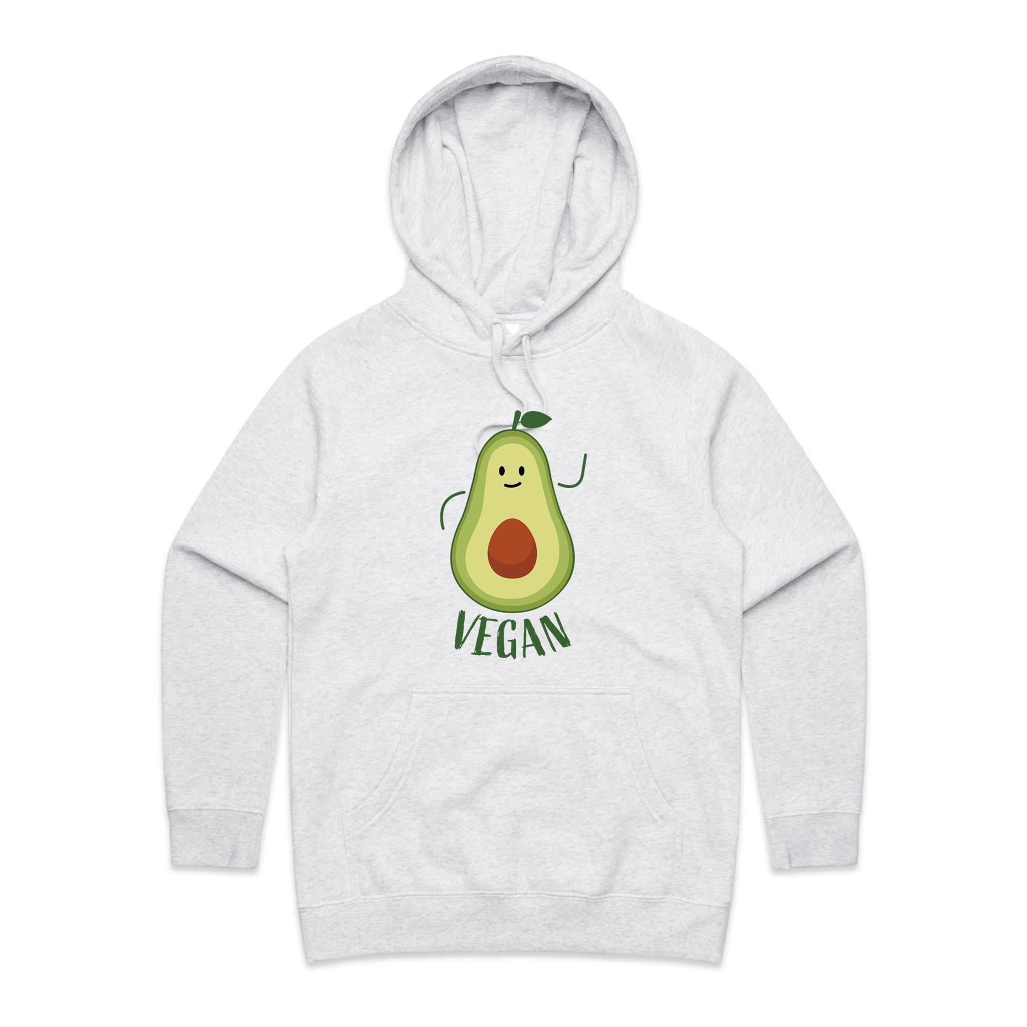 Vegan Avocado - Womens Hoodie White Marle Womens Hoodie Food Printed In Australia