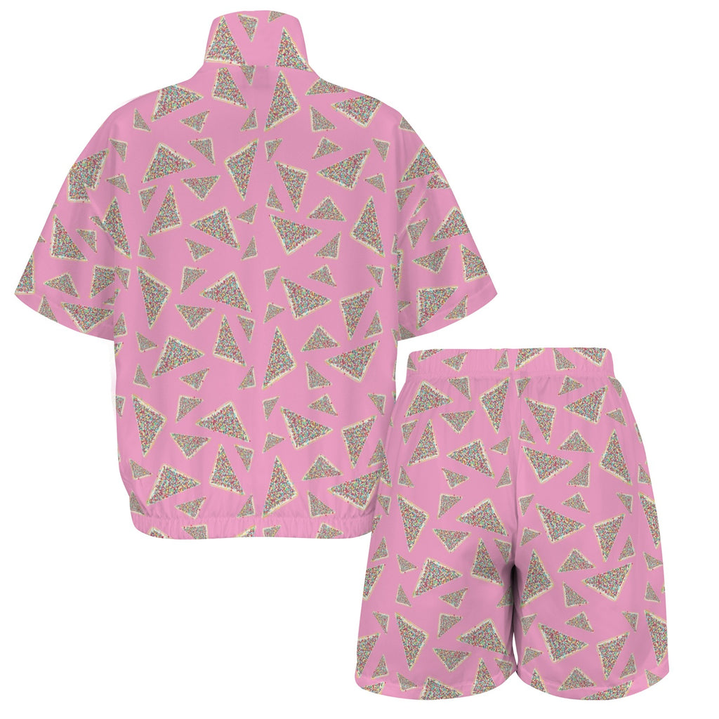 Fairy Bread Pink Women's Windbreaker Short Set Women's Windbreaker Short Set Food Printed Offshore
