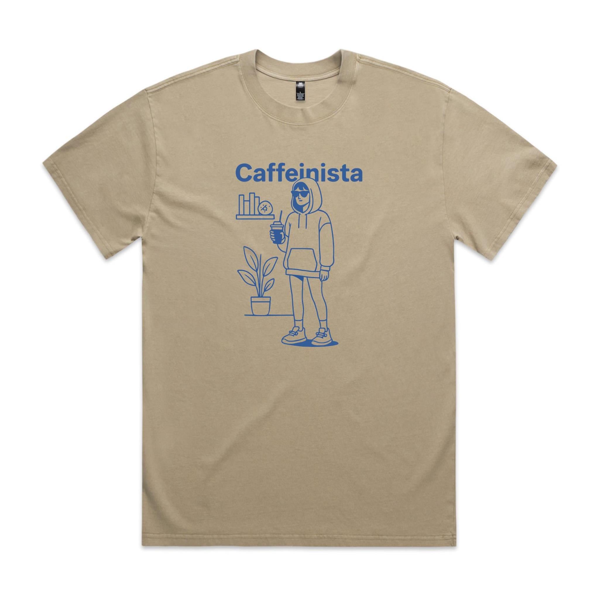 Caffeinista, Caffeine AS Colour Heavy Faded Tee Unisex Faded khaki Heavy Faded T-shirt Coffee Printed In Australia