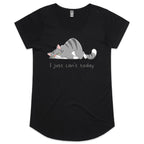 Cat, I Just Can't Today - Womens Scoop Neck T-Shirt Black Womens Scoop Neck T-shirt animal Printed In Australia