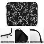Black And White Floral Laptop Sleeve (Multiple Sizes) Laptop Sleeve Plants Printed Offshore