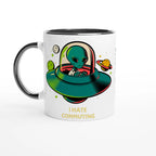 Personalise - Alien Commute, UFO - White 11oz Ceramic Mug Ceramic Black Personalised Mug customise Globally Fulfilled personalise Sci Fi