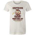 Caffeine Maintains My Sunny Personality - Womens T-shirt Natural Womens T-shirt Coffee Printed In Australia