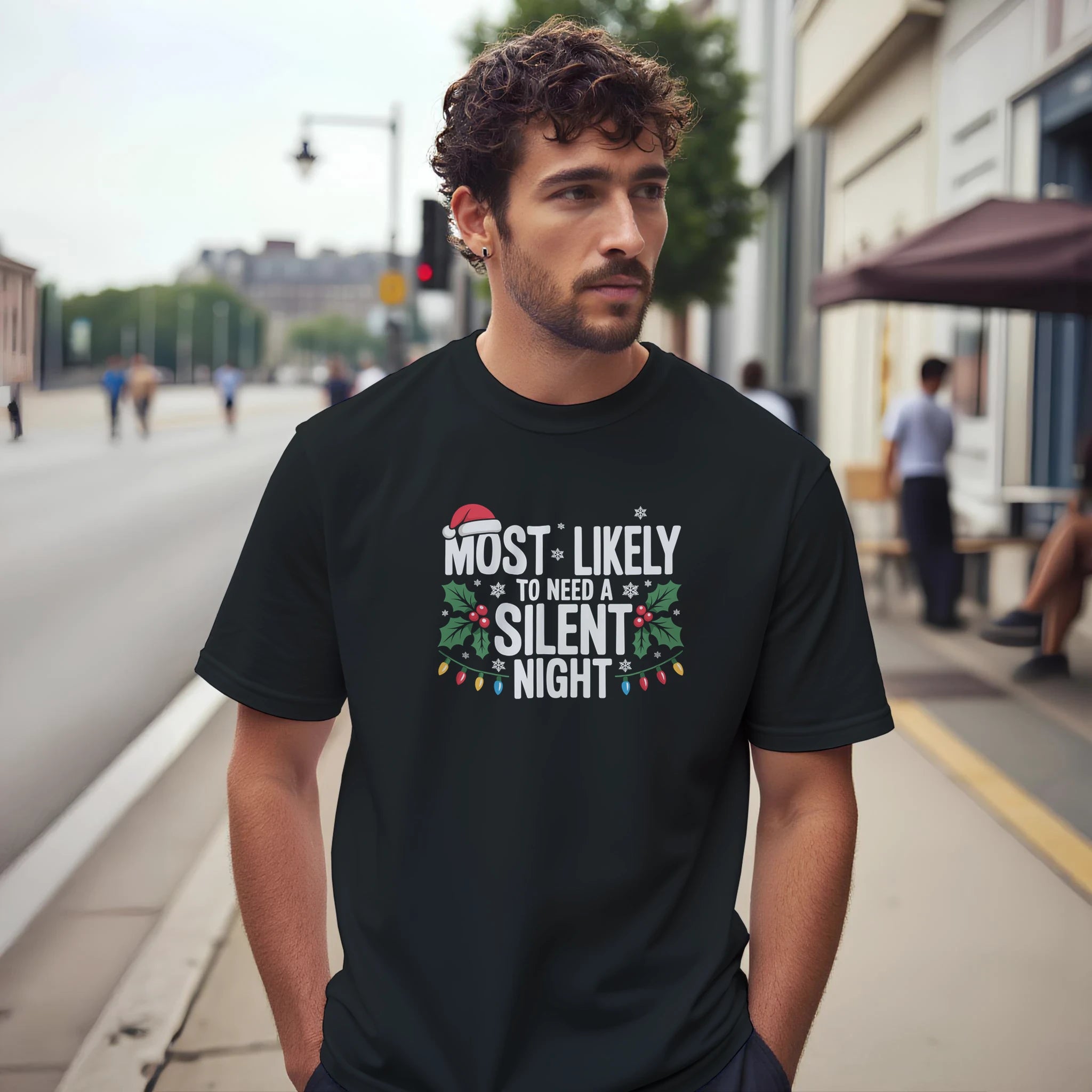 Personalised - Christmas Most Likely To - Classic Unisex Crewneck T-shirt | Gildan® 64000 Black Personalised T-shirt Christmas customise Globally Fulfilled personalise