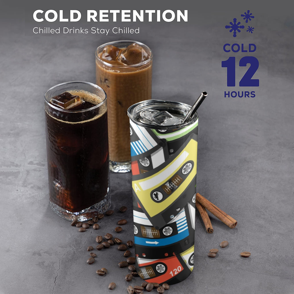 Cassette Tapes 20oz Tall Skinny Tumbler with Lid and Straw