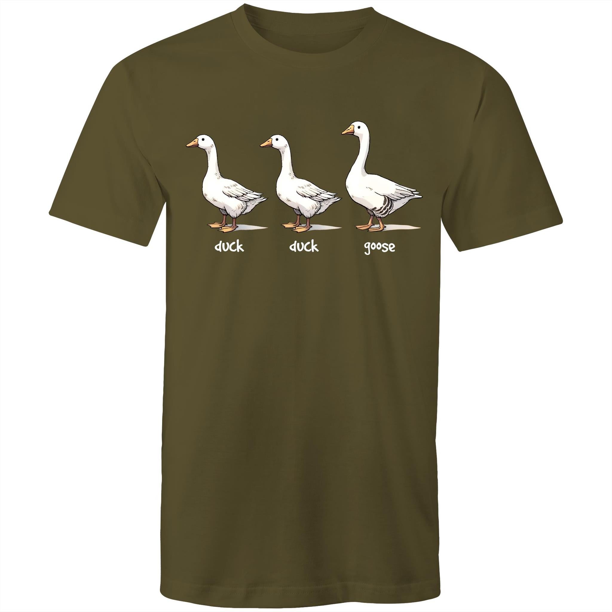 Duck Duck Goose - Mens T-Shirt Army Green Mens T-shirt animal Games Printed In Australia