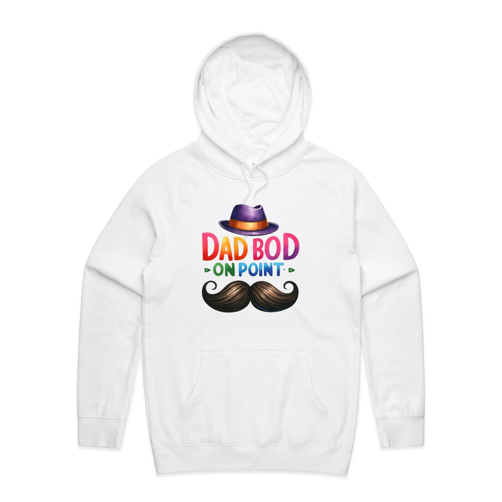 Dad Bod On Point - Mens Hoodie White Mens Hoodie Dad Printed In Australia