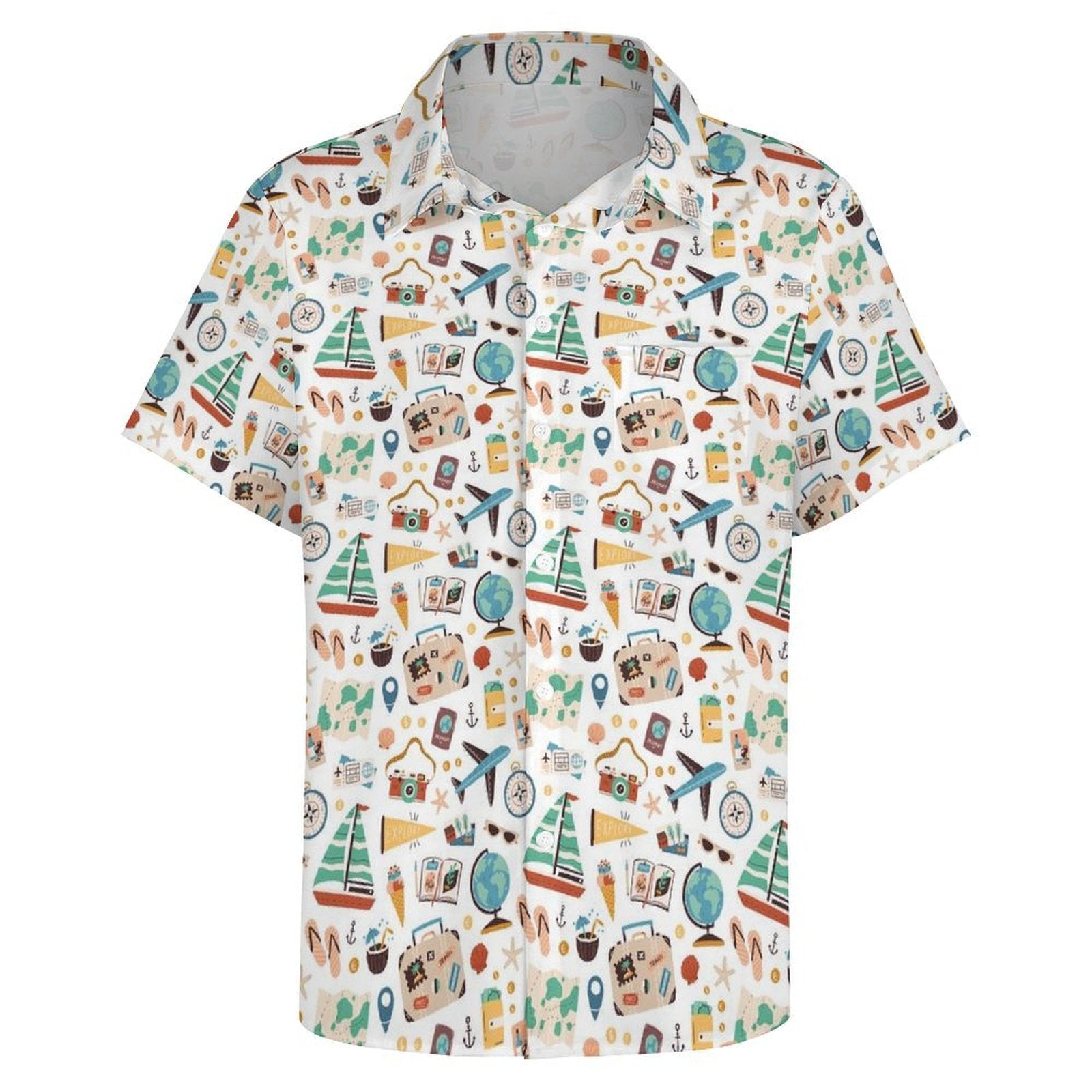 Travel And Explore Women's Short-Sleeve Button Up Shirt Women's Short-Sleeve Button Up Shirt Printed Offshore