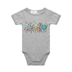 Science Characters AS Colour Baby Bodysuit Grey Marle Baby Bodysuit Printed In Australia Science