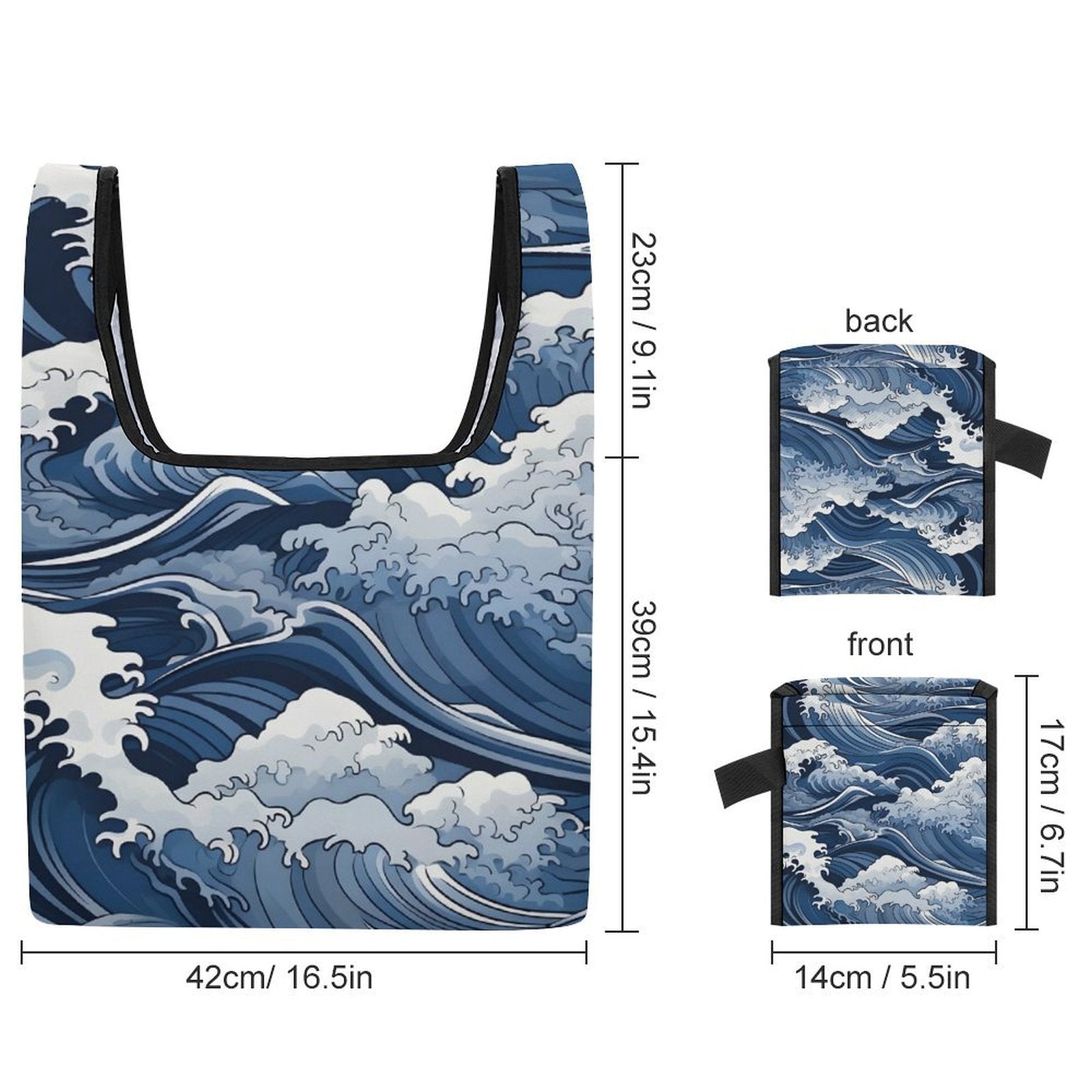 Japanese Waves Foldable Shopping Bag
