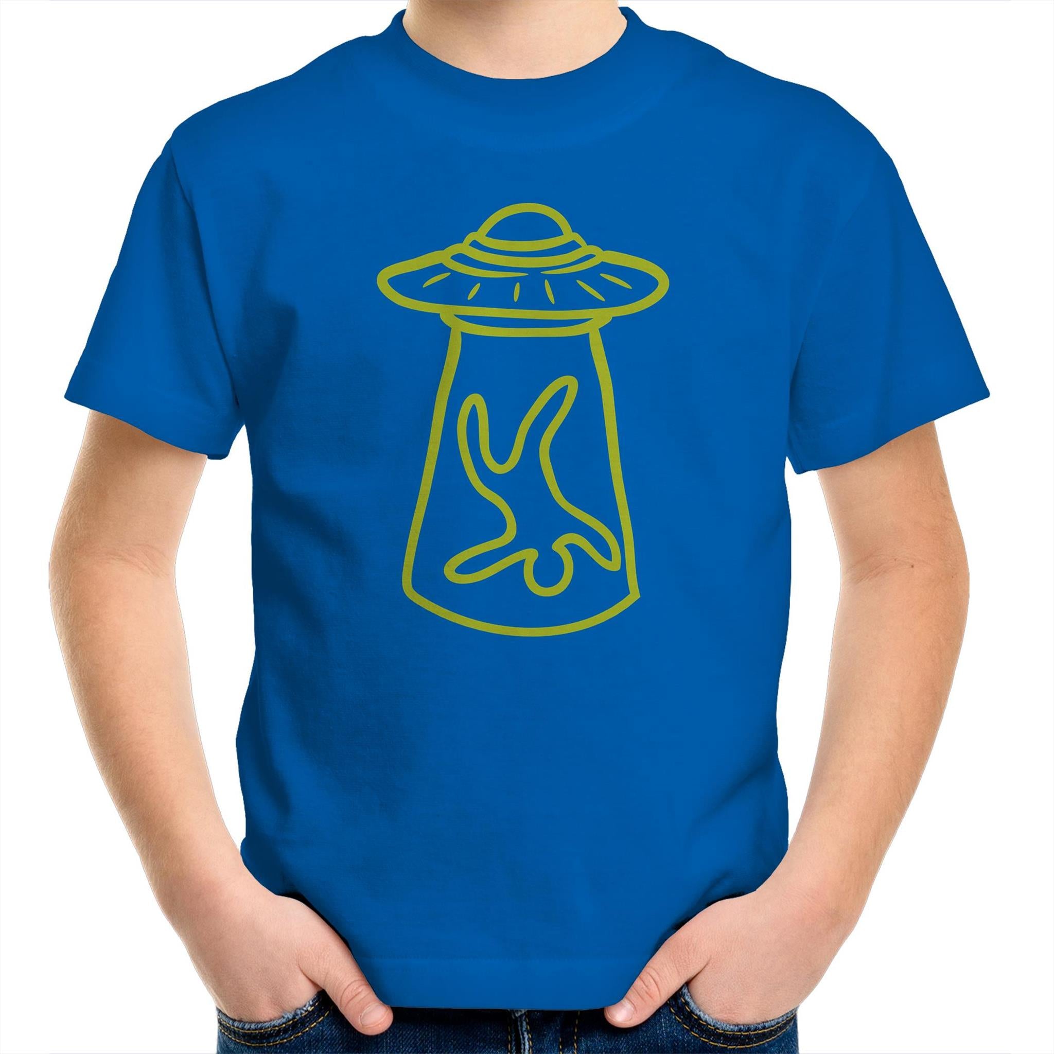 Alien Abduction - Kids Youth T-Shirt Bright Royal Kids Youth T-shirt Printed In Australia Sci Fi