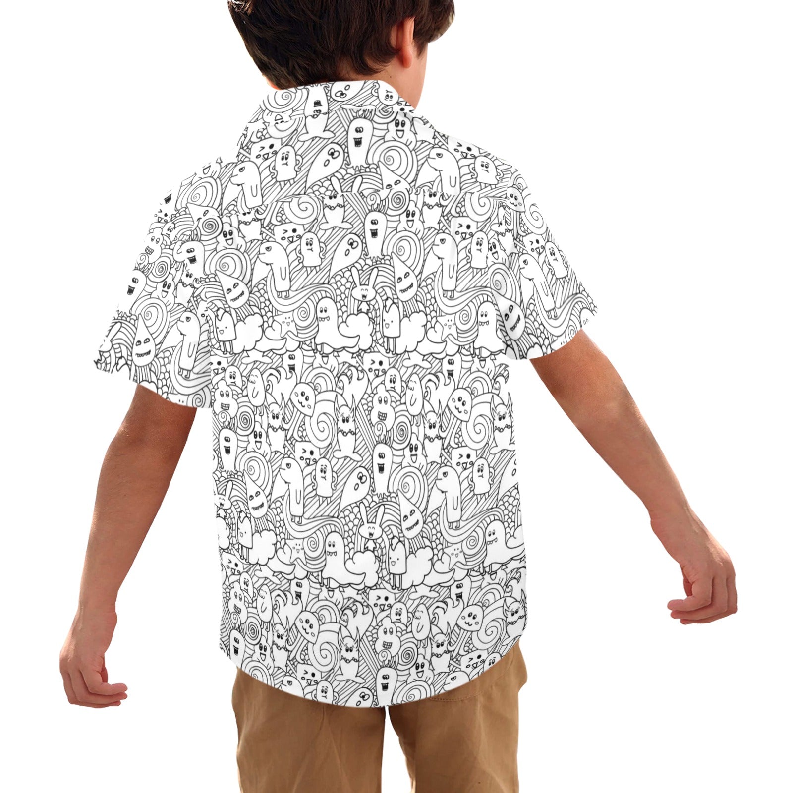 Black And White Creatures - Junior Kids Hawaiian Shirt