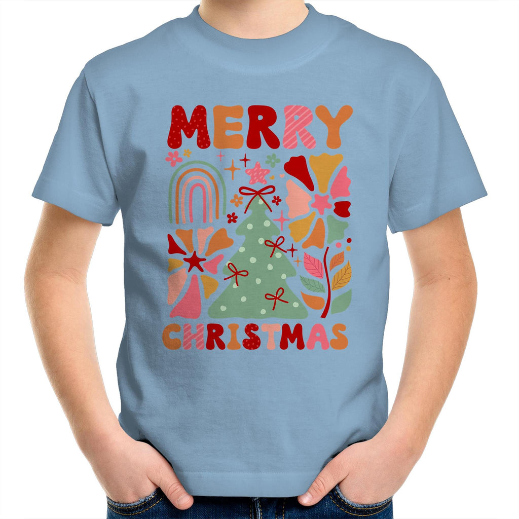 Merry Christmas - Kids Youth T-Shirt Carolina Blue Kids Christmas T-shirt Christmas Printed In Australia