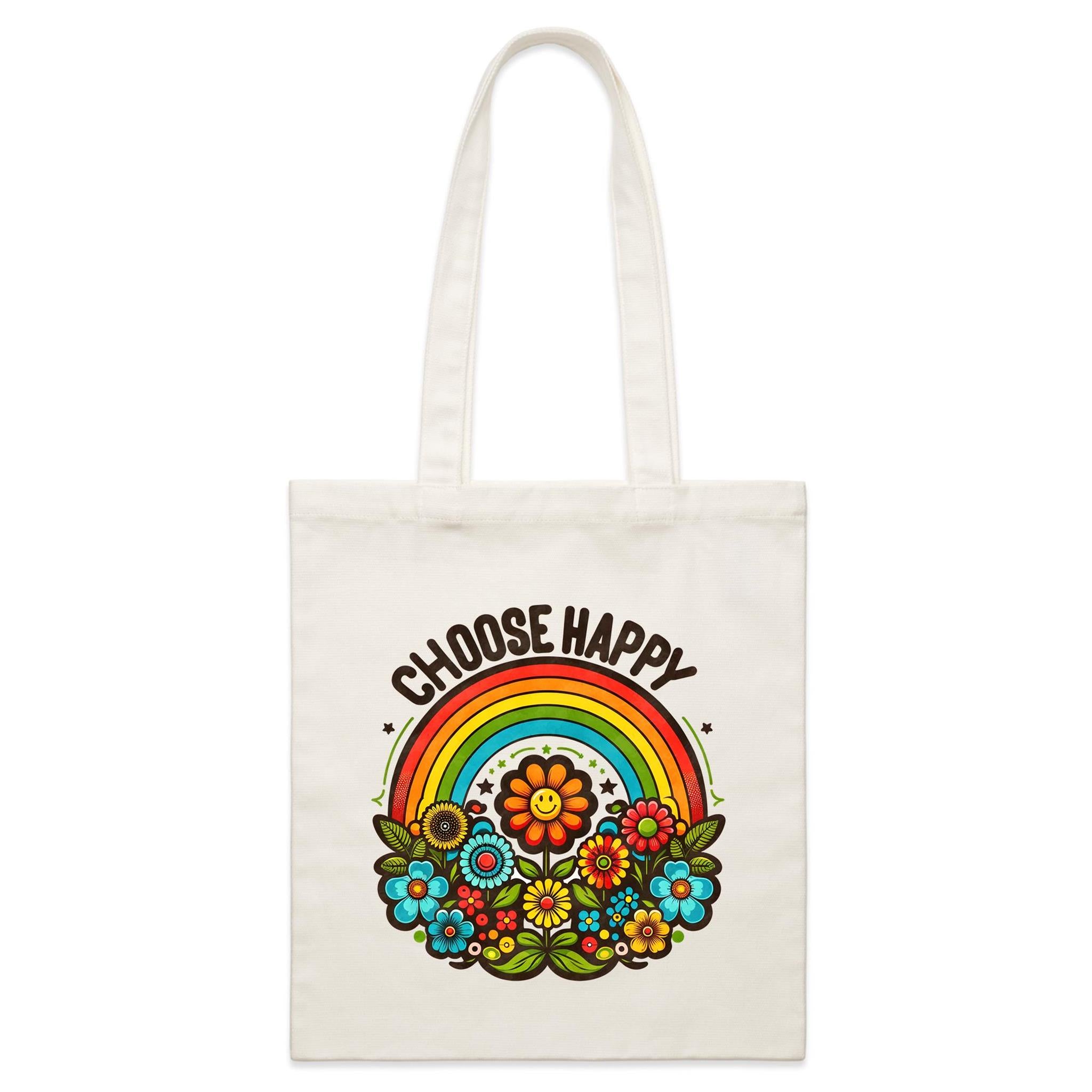 Choose Happy - Parcel Canvas Tote Bag