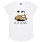 Sleepy Slothitude, Sloth - Womens Scoop Neck T-Shirt White Womens Scoop Neck T-shirt animal Printed In Australia
