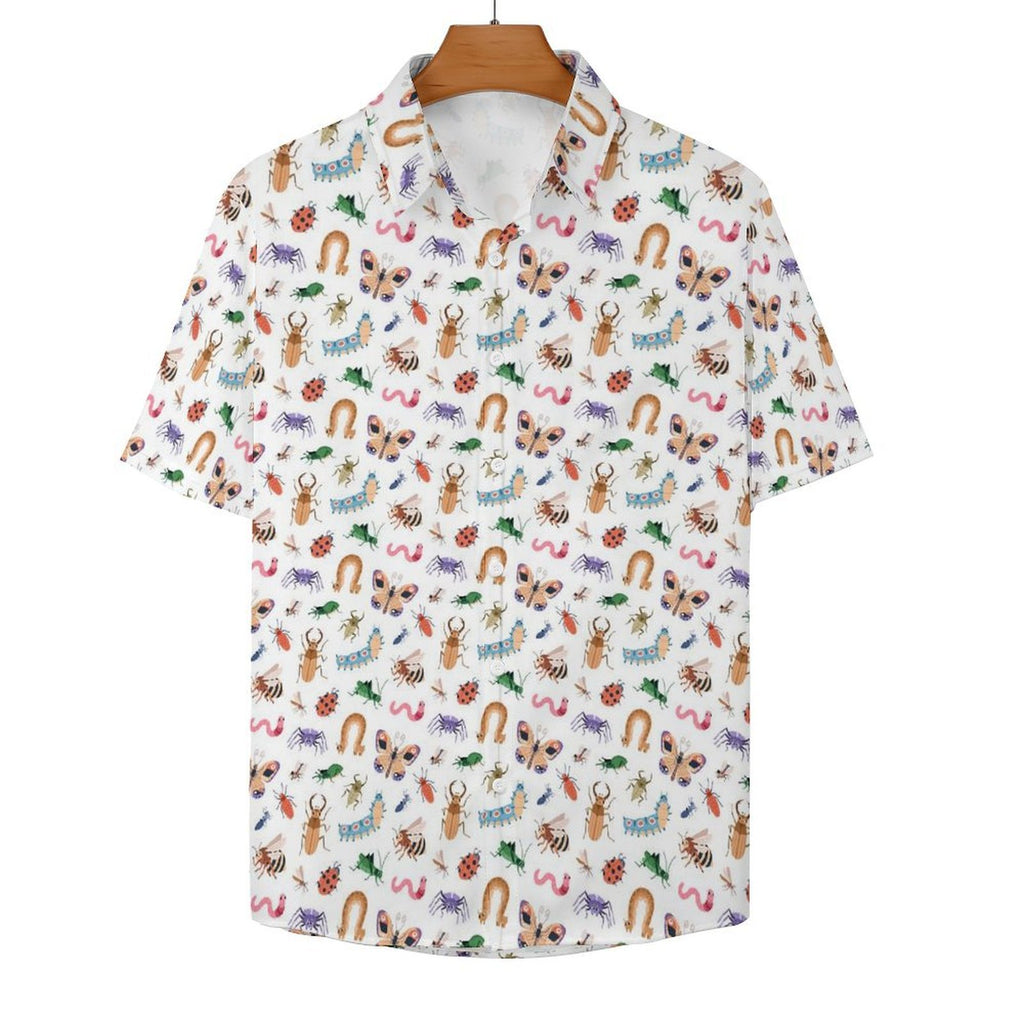 Cute Bugs Women's Collared Pocketless Short Sleeve Shirt