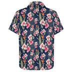 Dark Hawaiian Floral Women's Collared Pocketless Short Sleeve Shirt Women's Pocketless Short Sleeve Button Up Shirt Printed Offshore