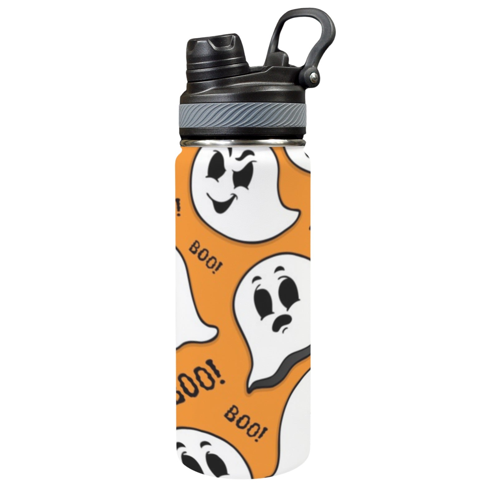 Ghost Boo - Insulated Water Bottle with Dual-Use Lid (18oz) One Size Insulated Water Bottle with Dual-Use Lid (18oz) Halloween Printed Offshore