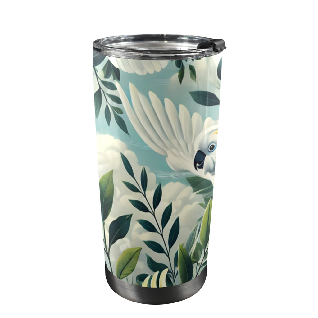 Cockatoo - 20oz Mobile Tumbler with Lid (Black Lock) One Size 20oz Travel Mug animal Printed Offshore
