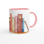 Books - White 11oz Ceramic Mug with Colour Inside Colour 11oz Mug Globally Fulfilled Reading
