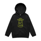 Alien Abduction, UFO - Kids Hoodie Black Kids Hoodie Printed In Australia