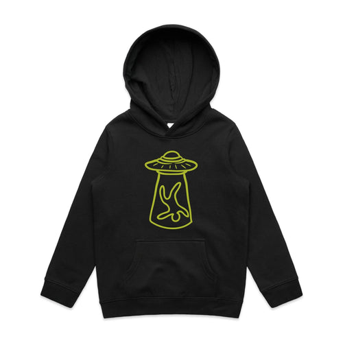 Alien Abduction, UFO - Kids Hoodie Black Kids Hoodie Printed In Australia