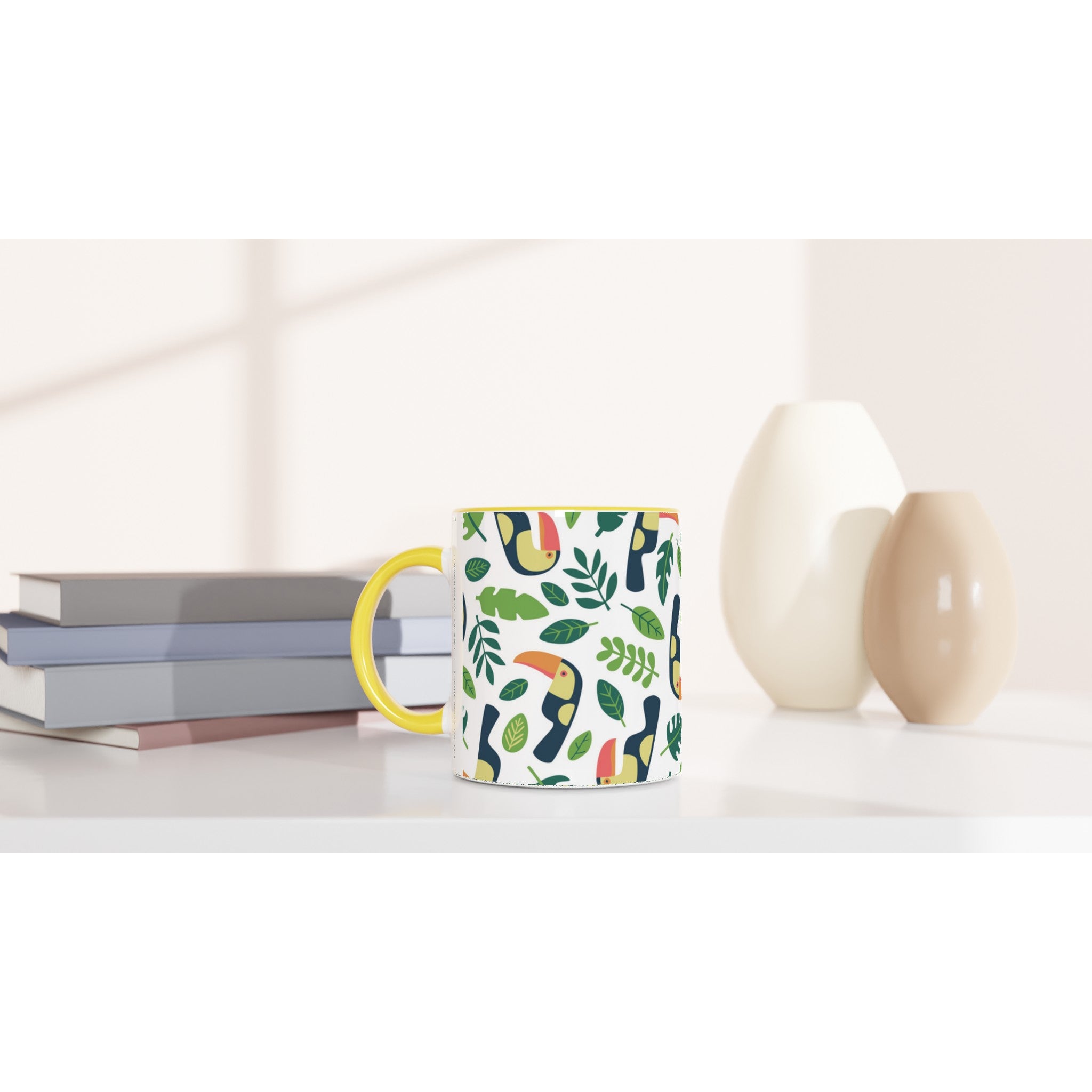 Toucans - White 11oz Ceramic Mug with Colour Inside Colour 11oz Mug Globally Fulfilled