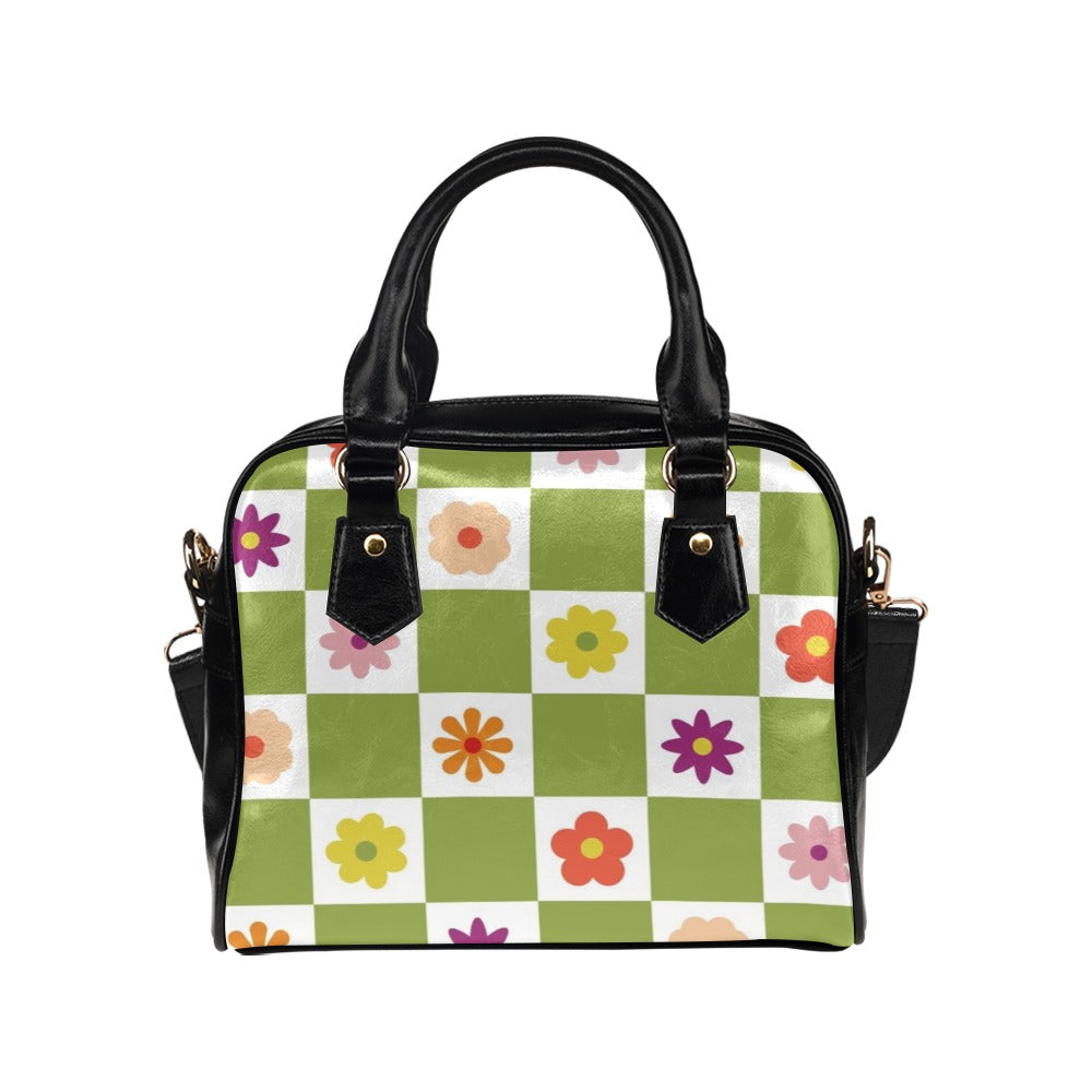 Flower Check Shoulder Handbag