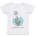 You Light Up My World AS Colour Baby T-shirt White Baby T-shirt Printed In Australia