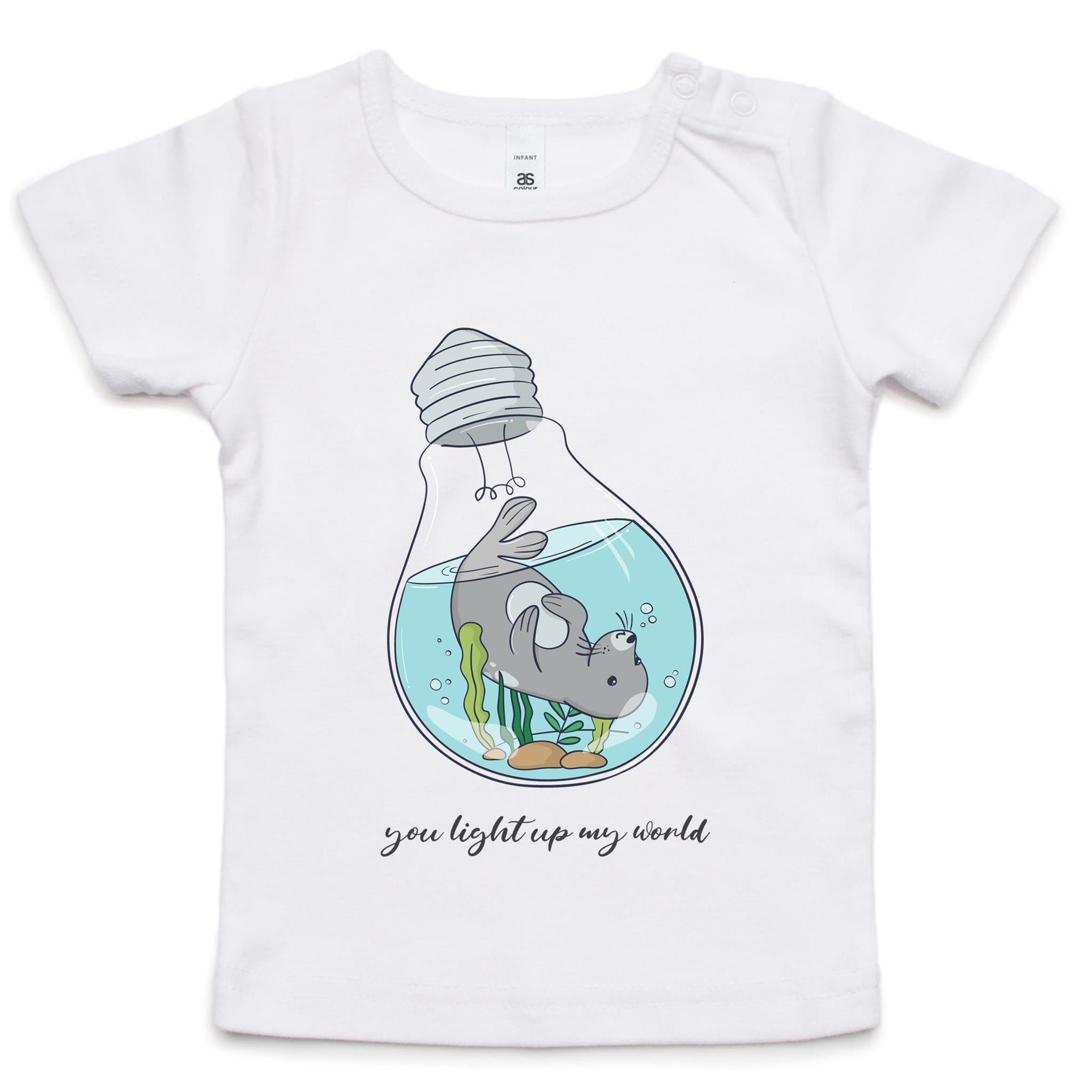 You Light Up My World - Baby T-shirt White Baby T-shirt Printed In Australia