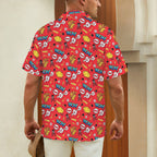 Comic Book Red Men's Short Sleeve Hawaiian Shirt Men's Hawaiian Shirt (New) comic Printed Offshore