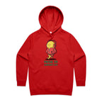 Music On, Worries Off - Womens Hoodie Red Womens 2XL Womens Hoodie Music Printed In Australia