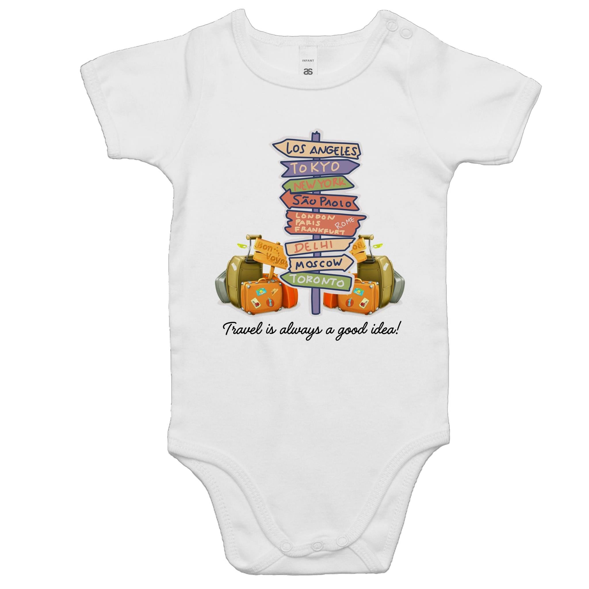 Travel Is Always A Good Idea - Baby Bodysuit White Baby Bodysuit Printed In Australia
