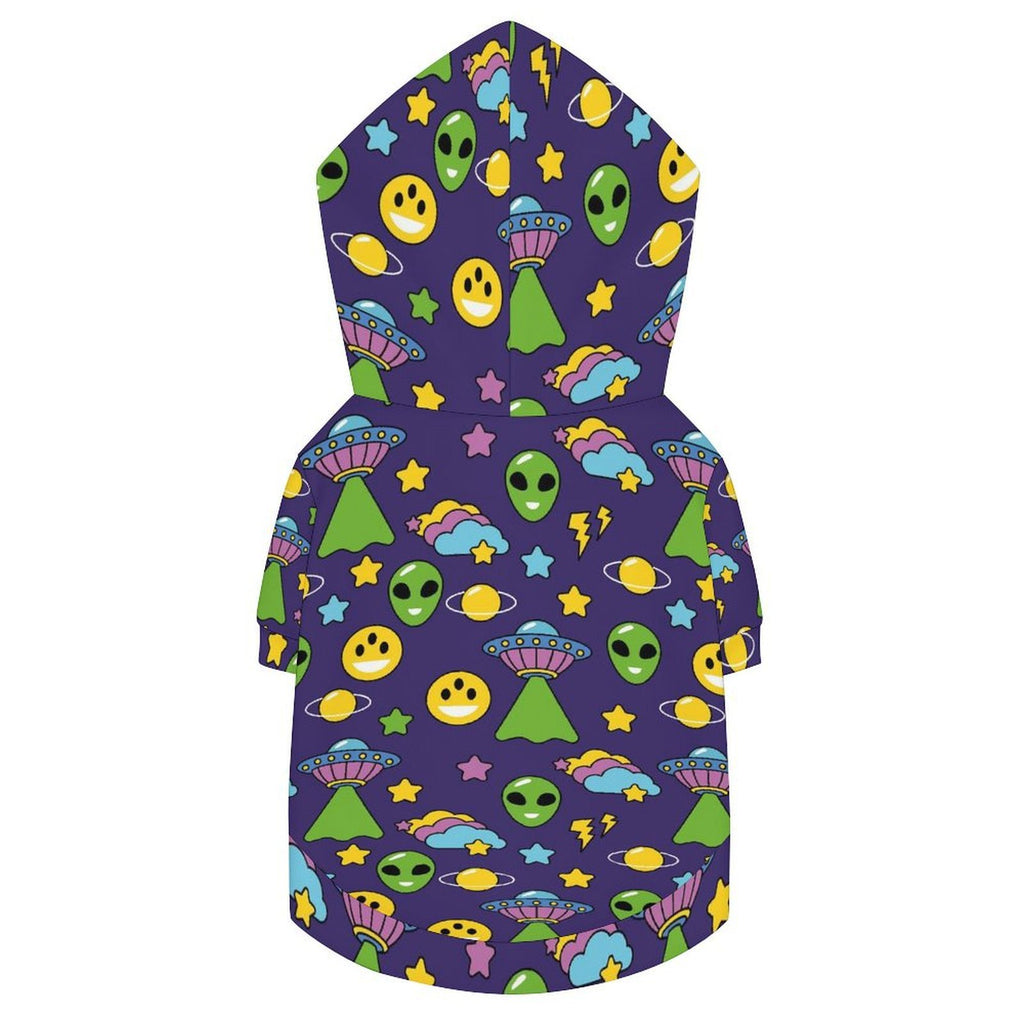 Groovy Alien And UFO Pet Hoodie (Large Size)
